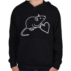 PRINTFASHION Patkány szerelem - Gyerek kapucnis pulóver - Fekete