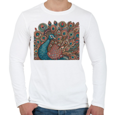 PRINTFASHION Páva - Férfi hosszú ujjú póló - Fehér