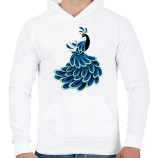 PRINTFASHION Páva - Férfi kapucnis pulóver - Fehér