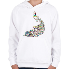 PRINTFASHION Páva - Gyerek kapucnis pulóver - Fehér