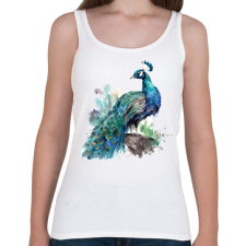 PRINTFASHION páva - Női atléta - Fehér női trikó