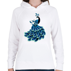 PRINTFASHION Páva - Női kapucnis pulóver - Fehér