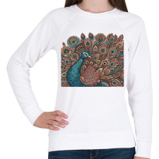 PRINTFASHION Páva - Női pulóver - Fehér női pulóver, kardigán