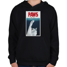 PRINTFASHION PAWS cápa cica - Gyerek kapucnis pulóver - Fekete gyerek pulóver, kardigán