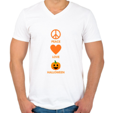 PRINTFASHION Peace Love Halloween - Férfi V-nyakú póló - Fehér