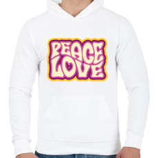 PRINTFASHION Peace, Love - Hippie - Férfi kapucnis pulóver - Fehér