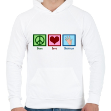 PRINTFASHION Peace Love Manicure - Férfi kapucnis pulóver - Fehér férfi pulóver, kardigán