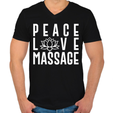 PRINTFASHION Peace, love, massage - Férfi V-nyakú póló - Fekete férfi póló