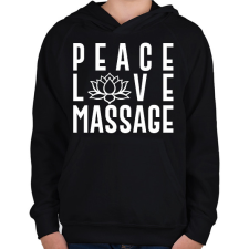 PRINTFASHION Peace, love, massage - Gyerek kapucnis pulóver - Fekete gyerek pulóver, kardigán
