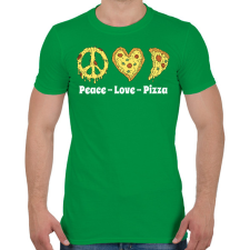PRINTFASHION Peace, love, pizza - Férfi póló - Zöld férfi póló