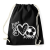 PRINTFASHION Peace love soccer - Sportzsák, Tornazsák - Fekete