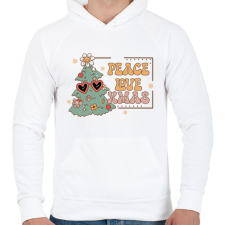 PRINTFASHION Peace love xmas - Férfi kapucnis pulóver - Fehér férfi pulóver, kardigán