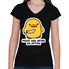PRINTFASHION Peace was never an option - Női V-nyakú póló - Fekete