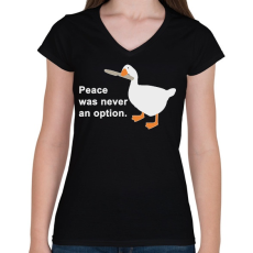 PRINTFASHION Peace was - Női V-nyakú póló - Fekete