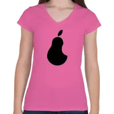 PRINTFASHION Pear Black - Női V-nyakú póló - Rózsaszín női póló