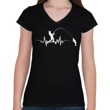 PRINTFASHION PECA ÉLETJEL - Női V-nyakú póló - Fekete női póló