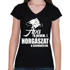 PRINTFASHION Peca Fehér - Női V-nyakú póló - Fekete