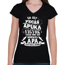 PRINTFASHION Pecás apuka - Női V-nyakú póló - Fekete női póló