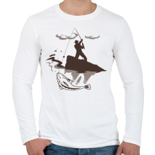 PRINTFASHION pecás - Férfi hosszú ujjú póló - Fehér férfi póló