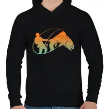 PRINTFASHION pecás - Férfi kapucnis pulóver - Fekete férfi pulóver, kardigán