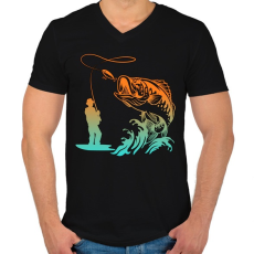 PRINTFASHION pecás - Férfi V-nyakú póló - Fekete