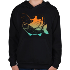 PRINTFASHION pecás - Gyerek kapucnis pulóver - Fekete