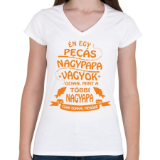 PRINTFASHION Pecás nagypapa vagyok - Női V-nyakú póló - Fehér női póló