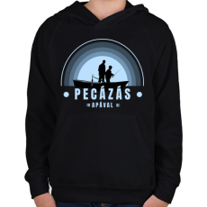 PRINTFASHION Pecázás apával - Gyerek kapucnis pulóver - Fekete