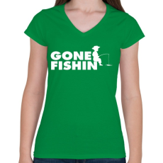 PRINTFASHION Pecázni mentem - Női V-nyakú póló - Zöld