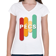 PRINTFASHION Pécs - Színes - Női V-nyakú póló - Fehér női póló