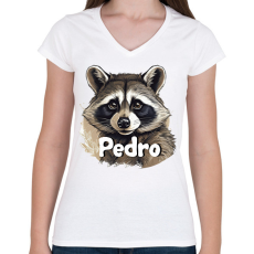 PRINTFASHION Pedro mosómaci - Női V-nyakú póló - Fehér
