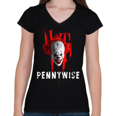 PRINTFASHION pennywise2 - Női V-nyakú póló - Fekete