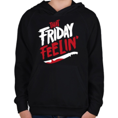PRINTFASHION Péntek 13 - Gyerek kapucnis pulóver - Fekete