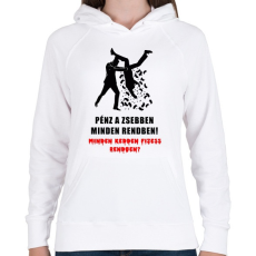 PRINTFASHION PÉNZ A ZSEBBEN - Női kapucnis pulóver - Fehér