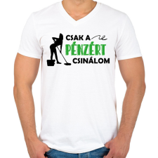 PRINTFASHION Pénzért csinálom - Takarító - Férfi V-nyakú póló - Fehér férfi póló