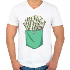 PRINTFASHION Pénzes zsebminta - Férfi V-nyakú póló - Fehér