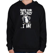 PRINTFASHION People think I'm crazy... - Gyerek kapucnis pulóver - Fekete gyerek pulóver, kardigán