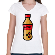 PRINTFASHION PEPSZI - Női V-nyakú póló - Fehér női póló