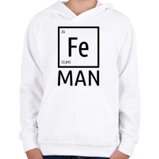 PRINTFASHION Periodic Ironman Fekete - Gyerek kapucnis pulóver - Fehér gyerek pulóver, kardigán