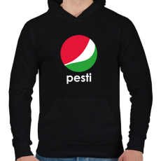 PRINTFASHION Pesti - Pepsi - Férfi kapucnis pulóver - Fekete