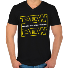 PRINTFASHION Pew Pew beep boop - Férfi V-nyakú póló - Fekete férfi póló