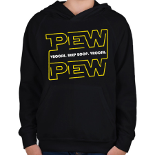PRINTFASHION Pew Pew beep boop - Gyerek kapucnis pulóver - Fekete gyerek pulóver, kardigán