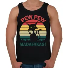 PRINTFASHION Pew pew madafakas cica - Férfi atléta - Fekete atléta, trikó
