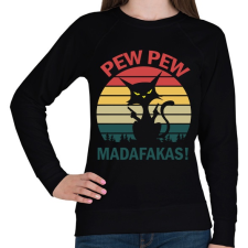PRINTFASHION Pew pew madafakas cica - Női pulóver - Fekete női pulóver, kardigán