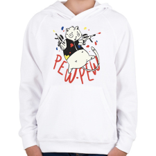 PRINTFASHION Pew pew madafakas hörcsög - Gyerek kapucnis pulóver - Fehér gyerek pulóver, kardigán