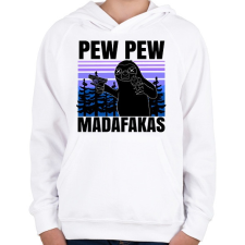 PRINTFASHION Pew Pew Madafakas lajhár - Gyerek kapucnis pulóver - Fehér gyerek pulóver, kardigán