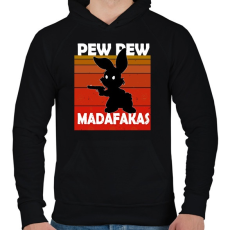 PRINTFASHION Pew pew madafakas nyuszi - Férfi kapucnis pulóver - Fekete