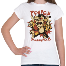 PRINTFASHION Pew pew majom bananafakas - Női póló - Fehér
