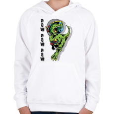 PRINTFASHION Pew pew pew - dinoszaurusz - Gyerek kapucnis pulóver - Fehér