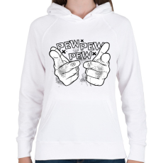 PRINTFASHION Pew pew pew - Női kapucnis pulóver - Fehér
